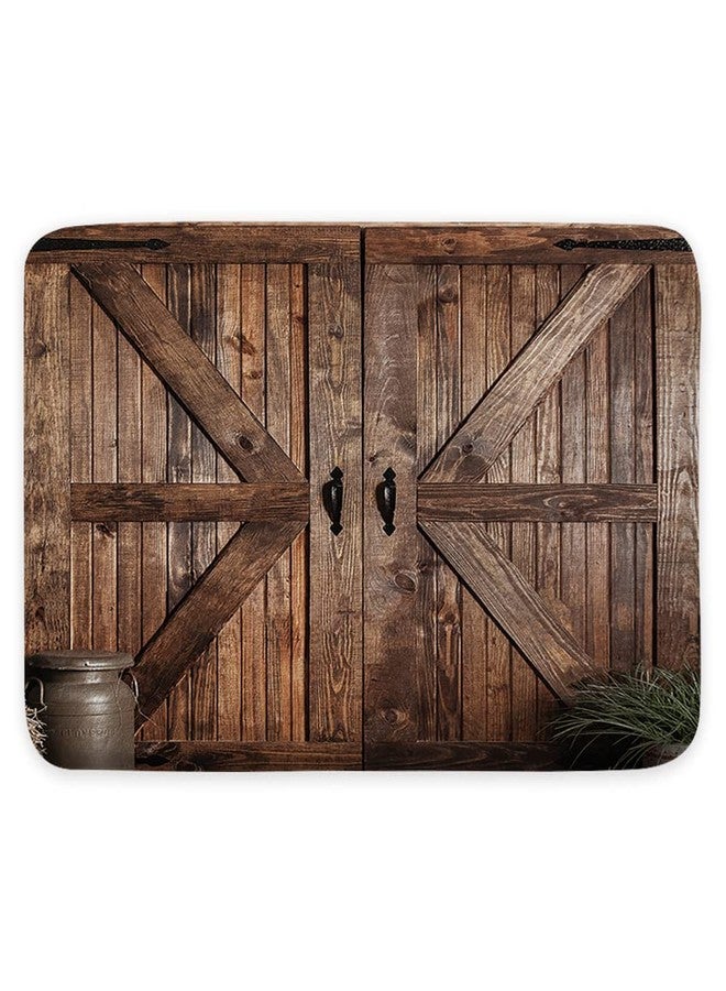 Jipusai Rustic Barn Door Bath Rugs, Vintage Countryside Farmhouse Wood Board Shower Mat Non Slip,Flannel Toilet Bath Mat Bathroom Decor 17X29 in - Image 4